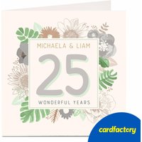 Personalised Anniversary Card - Flowers & Green Leaves