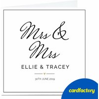 Personalised Wedding Card - Mrs & Mrs | Black & White Colour | Custom Newlyweds Card | Matte Textured Finish