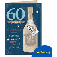 Personalised Vintage Classic 60th Birthday Card | Champagne Theme | Custom Name | UV Gloss Finish | Available in 2 Sizes | Quality Paper Board