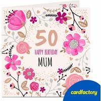 Personalised Birthday Card - Pink Flowers