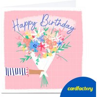 Personalised Little Mono Birthday Card - Pink Flowers