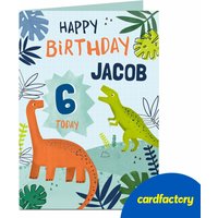 Personalised Dinosaur Birthday Card | Custom Name & Age Design | Perfect for Kids | Available in 2 Sizes | Unique Gift Idea