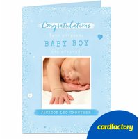 Personalised Baby Boy Photo Card | Custom Polaroid Design | UV Gloss Finish | Quality Paper | Available in 2 Sizes | Ideal Gift Card