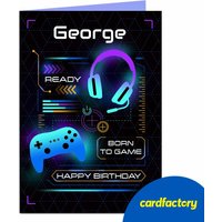 Personalised Birthday Card - Born To Game | Personalised Gaming Birthday Card