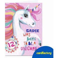 Personalised Bev Hopwood Birthday Card - Born To Be A Unicorn