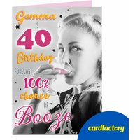 Personalised 40th Birthday Card - Chance Of Booze
