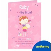 Personalised New Baby Card - Big Sister | Quality Card with UV Gloss Finish | Printed in the UK | Available in 2 Sizes | Unique Gift Idea
