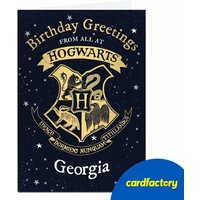 Personalised Harry Potter Birthday Card | Magical Greetings from Hogwarts | Custom Name | Ideal for Fans | Available in 2 Sizes