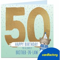 Hugs Bear Personalised 50th Birthday Card - Lovely Brother-in-Law
