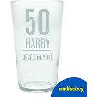Personalised 50th Birthday Pint Glass - Editable Age, Name & Message