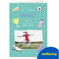 Personalised Football Theme Birthday Photo Card | Custom Message | UV Gloss Finish | Quality Paper Board | Available in 2 Sizes | Perfect Gift for Daughter