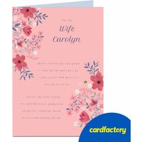 Personalised Birthday Card - Pink Flowers and Bumblebee