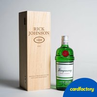 Engraved Wooden Box With Tanqueray Gin - Message | Personalised Tanqueray Gin Gift Set