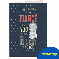 Personalised Tatty Teddy Birthday Card - To the Moon and Back, Fiance