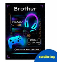 Personalised Birthday Card - Born To Game, Brother