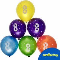 Latex Rainbow 8th Birthday Balloons | Pack of 6 | Number 8 design | Assorted colours | Suitable for Helium & Air-inflation | Ideal For Party Venue