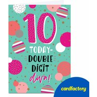 10th Birthday Card - Double Digit Diva | Custom Message | Quality Paper Board | UV Gloss Finish | Available in 2 Sizes | Perfect Gift for Kids