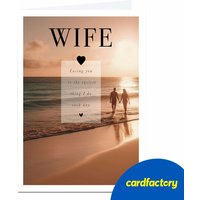 Anniversary Card - Beach Sunset Design | Quality Paperboard | UV Gloss Finish | Available in 2 Sizes | Thoughtful Gift for Wife