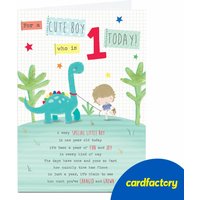 1st Birthday Card for Boy | Dinosaur Design | UV Gloss Finish | Quality Paperboard | Available in 2 Sizes | Unique Gift Ideas