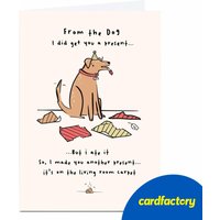 Birthday Card - "I Made You a Present, From the Dog" | UV Gloss Finish | Quality Paper Board | Available in 2 Sizes | Gift for Dog Lovers