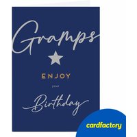Birthday Card - Navy & Silver Star for Gramps | UV Gloss Finish | Quality Paper Board | Available in 2 Sizes | Perfect for Any Occasion