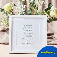 Personalised Square Framed Wall Art Print - Love Story Dates