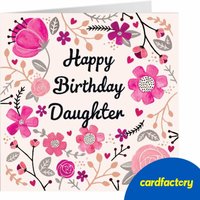 Personalised Birthday Card - Pretty Pink Flowers, Daughter