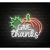 Give Thanks Pumpkin Neon Sign