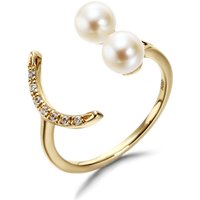 Wedding Natural Pearl Smile CZ 925 Sterling Silver Adjustable Ring