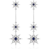 Elegant CZ Stars Tassels 925 Sterling Silver Dangling Earrings