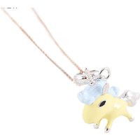 Yellow/White Enamel Unicorn 925 Sterling Silver Animal Pendant