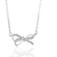 Sweet Micro Setting CZ Bowknot 925 Sterling Silver Necklace