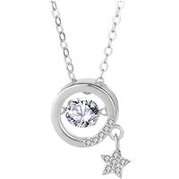 Graduation Dancing CZ Ring Star 925 Sterling Silver Necklace