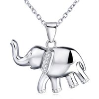 Cute Elephant CZ Trendy Solid 925 Sterling Silver Necklace