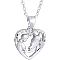Young Girl Holding Horses Head CZ Trendy 925 Sterling Silver Necklace
