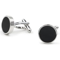 Cufflinks Studs Round Silver Black