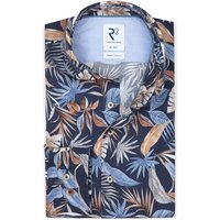 R2 Shirt Print Leaves Dark Blue size 38