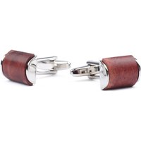Cufflinks Raised Wood Silver Brown