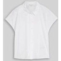 TOM TAILOR DENIM Damen Bluse mit Lochstickerei, weiß, Uni, Gr. S