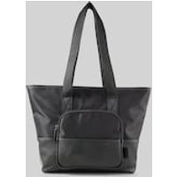 TOM TAILOR Damen TTVIENE L Shopper mit Materialmix, schwarz, Uni, Gr. ONESIZE