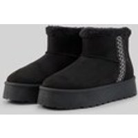 TOM TAILOR Damen Schneestiefeletten mit Stickerei, schwarz, Uni, Gr. 40