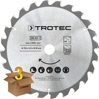 Trotec Ensemble de 3 lames de scie circulaire pour bois Ø 190 mm (24 dents)