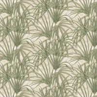Vymura Palm Leaf Wallpaper Fine Décor Textured Heavyweight Vinyl Tropical Green Glitter, Green