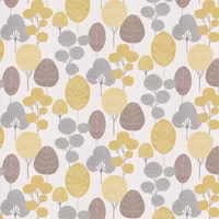 Crown Wallpapers Scandi Forest Tree Metallic Wallpaper Woodland Leaf Yellow Grey Shimmer, Yellow