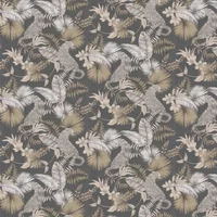 Arthouse Tropical Leopard Wallpaper in Charcoal