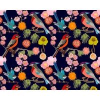 Origin Murals Floral Birds Ink 3.5M X 2.8M Wall Mural, Multi