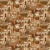 Civita Moroccan Building and Jungle Animal Wallpaper