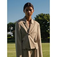 Double Breasted Short Blazer Beige