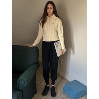 Wool Knit Jogger Pants Black