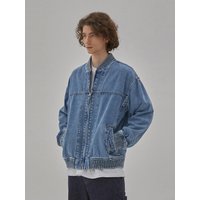 Oversized Denim Bomber Jacket Indigo